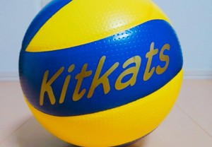 バレーボールにカッティングシートを貼った例