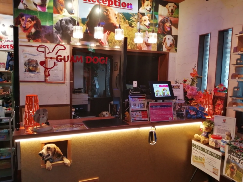 箱根強羅グアムドッグ本店に貼られたカッティングシート