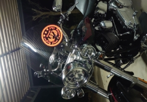 バイクにぴったり！　光が当たると反射するカッティングシートを使ったワイルドなデザイン