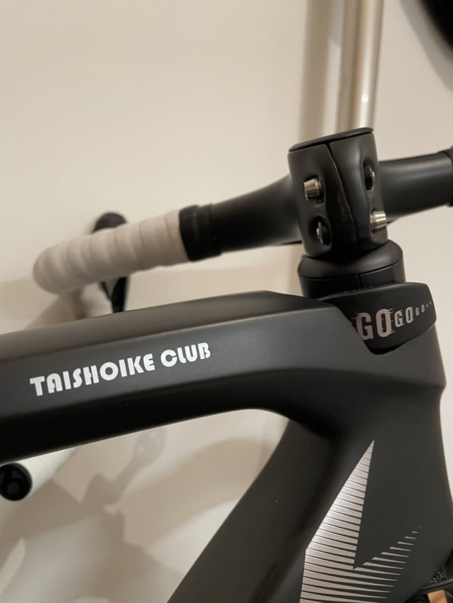 自転車のトップチューブに貼られたカッティングシート