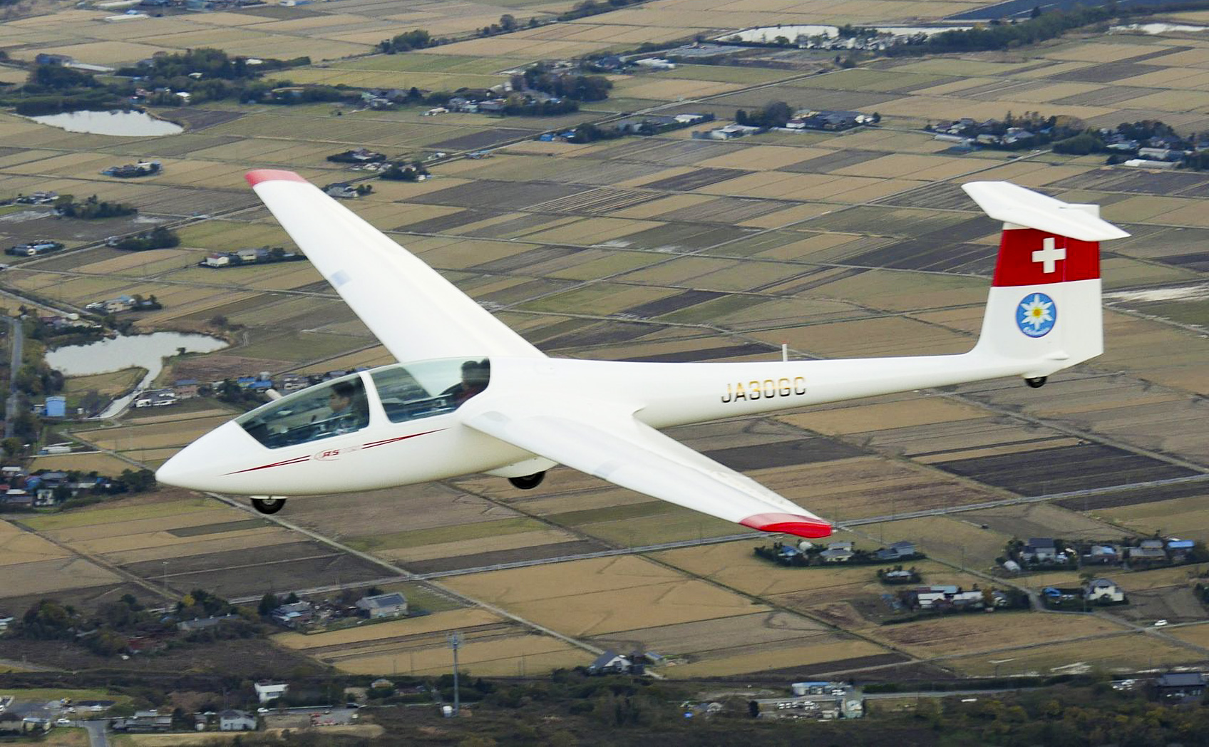 グライダーに貼られた2色以上で作成されたカッティングシート