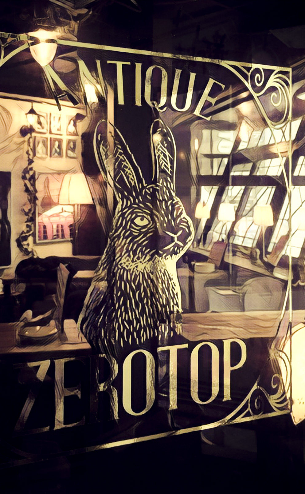 ヴィンテージ感のあるうさぎのイラストのメタリックなカッティングシート