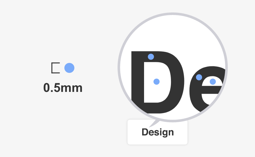 OK例：0.5mm以上でデザインが作成されている