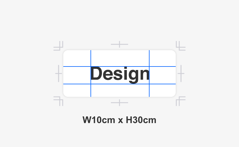 NG例：デザイン以外にトンボやサイズ指示が含まれている