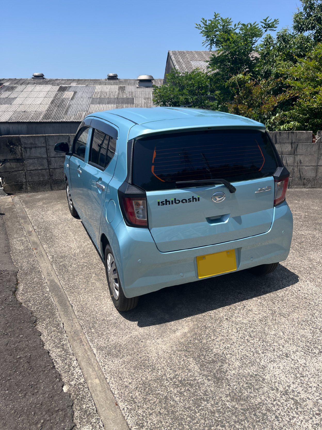 軽自動車のボディに貼られた多色のカッティングシート 全景