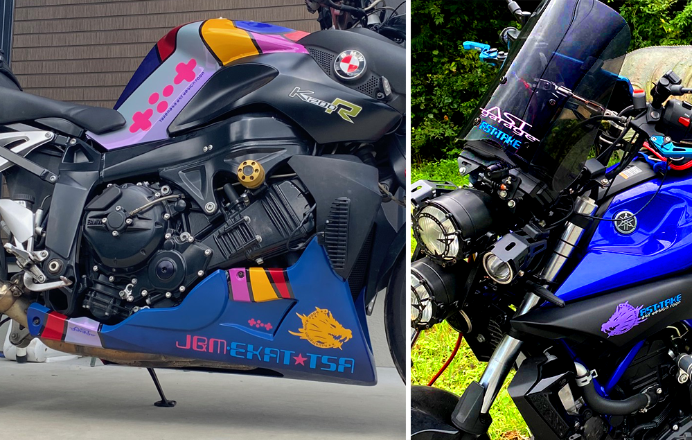 バイクに貼られたカッティングシート